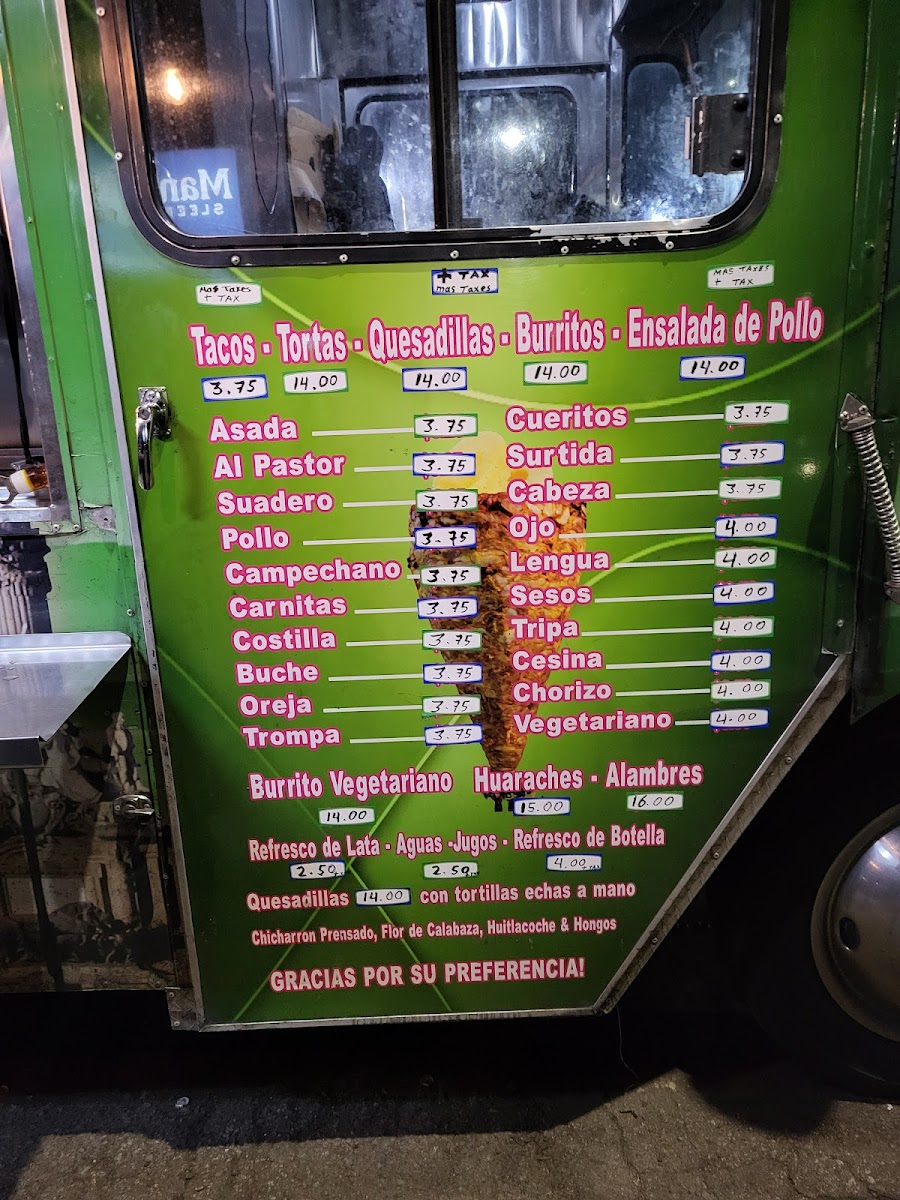 Super Tacos El Conrro Food Truck Menu - Image 1